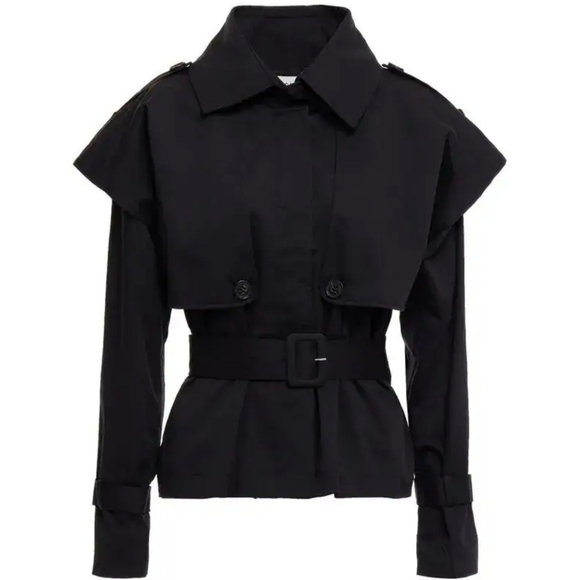 Frame Denim Jackets & Blazers - FRAME Astor Gathered Cotton-Blend Twill Cropped Jacket